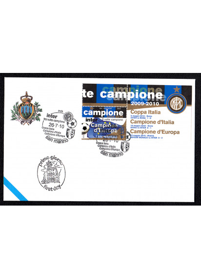 2010 - Bustone Inter Campione D'Europa San Marino Annullo Speciale primo giorno